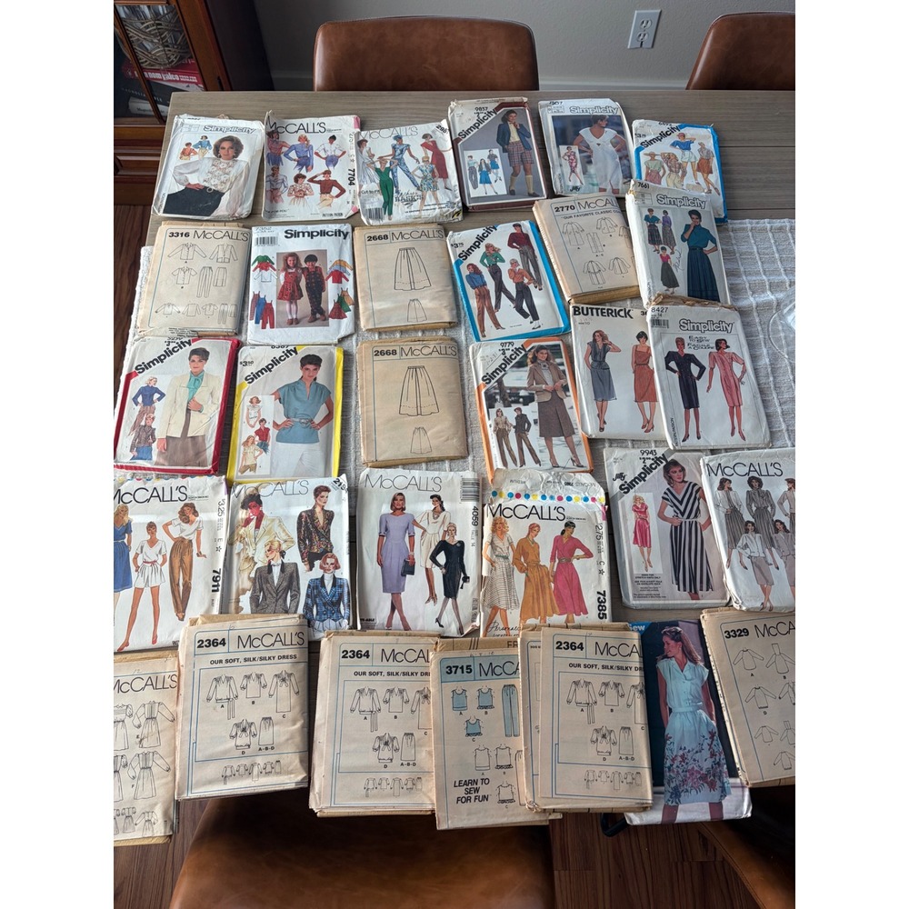 Vintage lot 1980's sewing patterns Simplicity McCalls cut and uncut